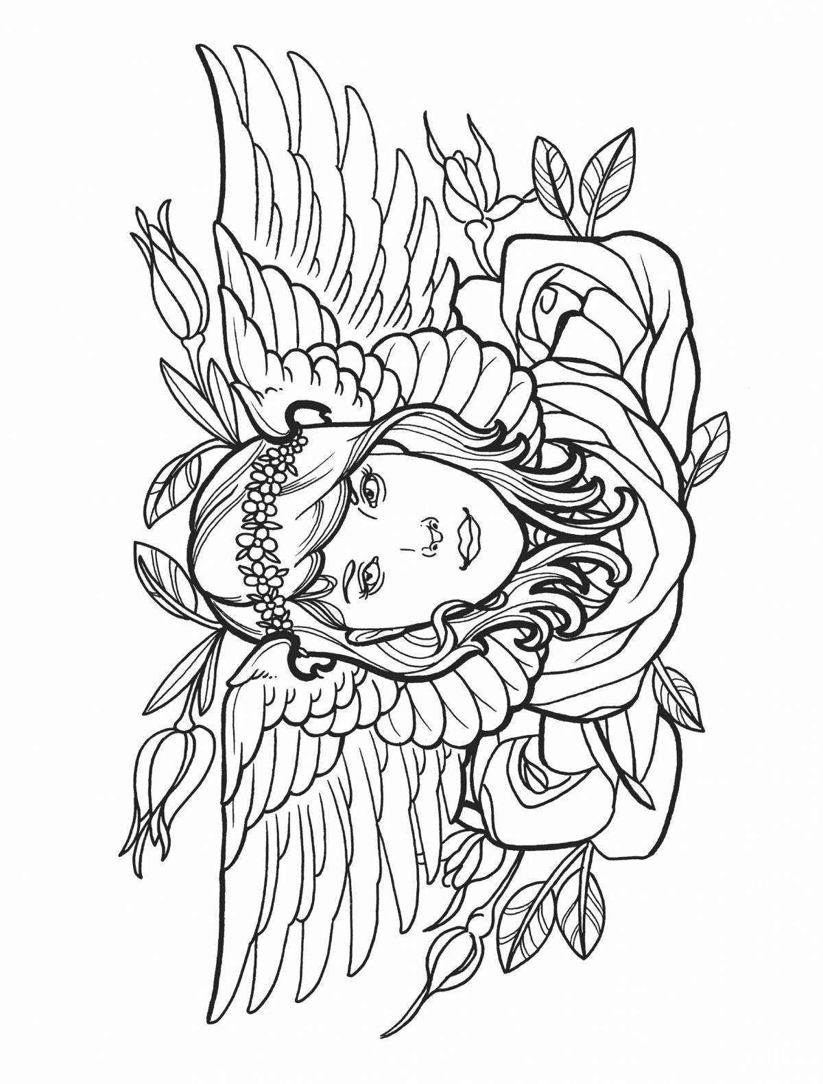Detailed tattoo coloring page for girls