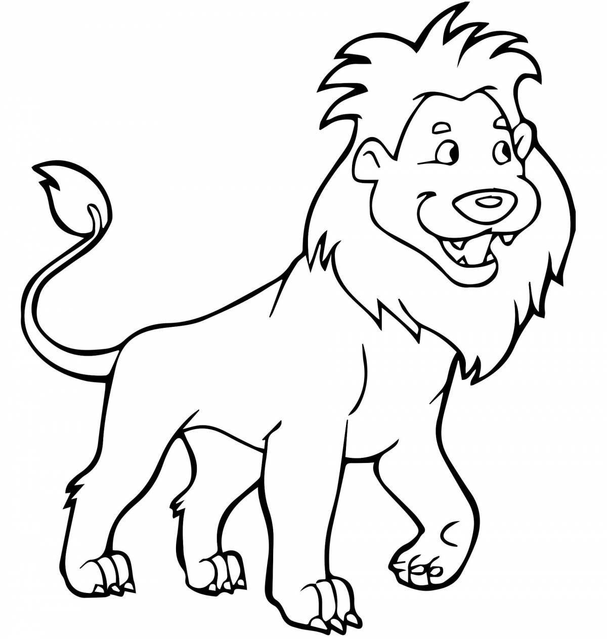 Анимированная страница раскраски льва для детей