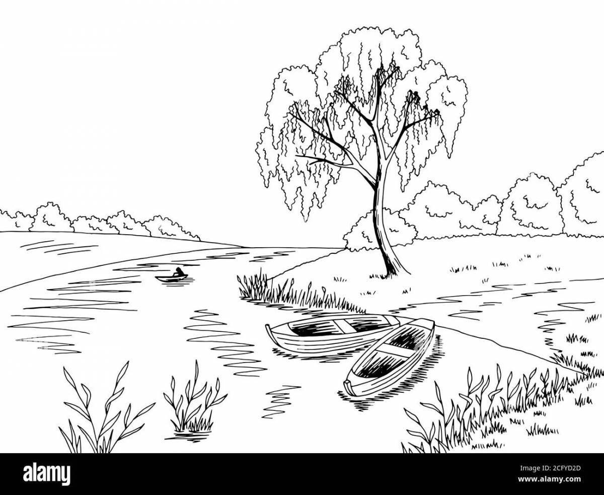 Adorable river coloring book for kids