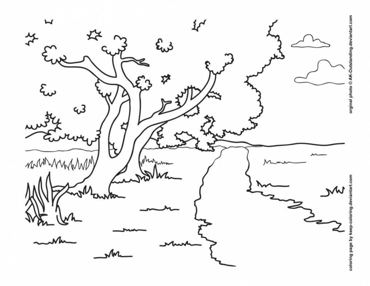 Nice river coloring page for kids