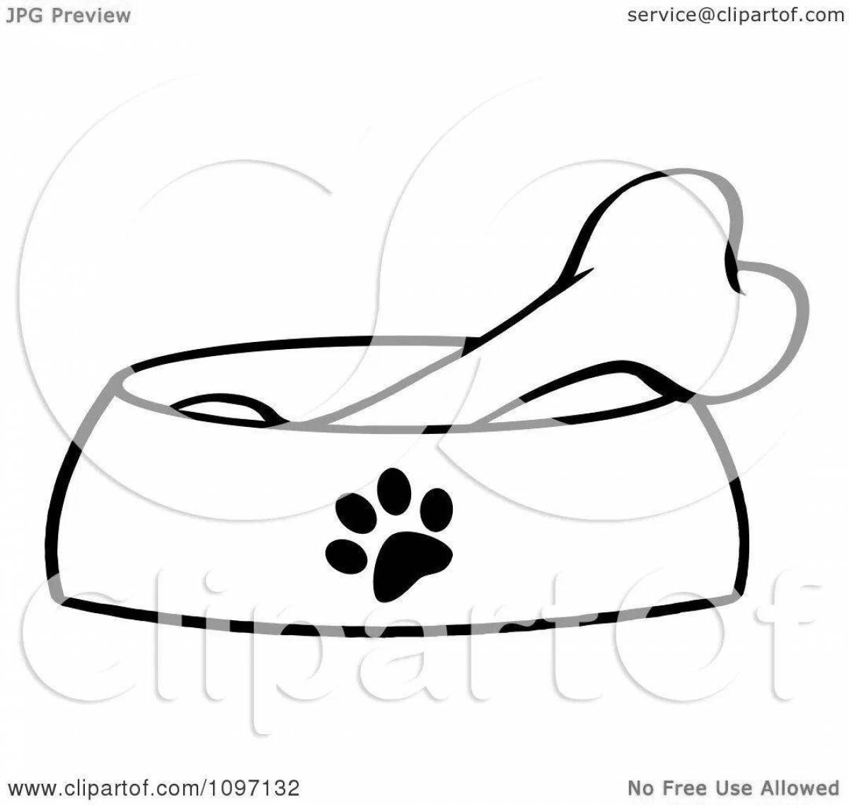 Sunny dog ​​bowl coloring page