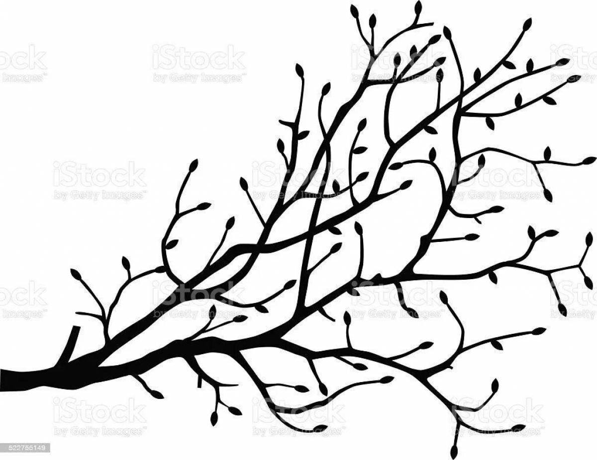 Glittering branch coloring book for kids