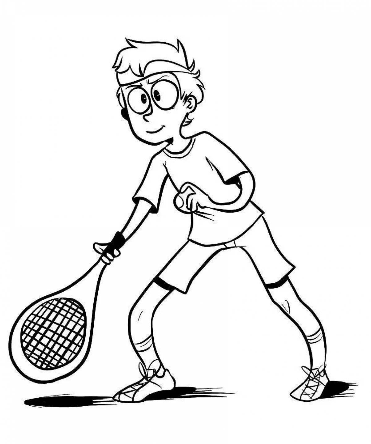 Playful tennis coloring book for kids