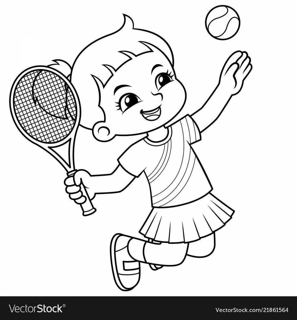 Outstanding tennis coloring book for kids