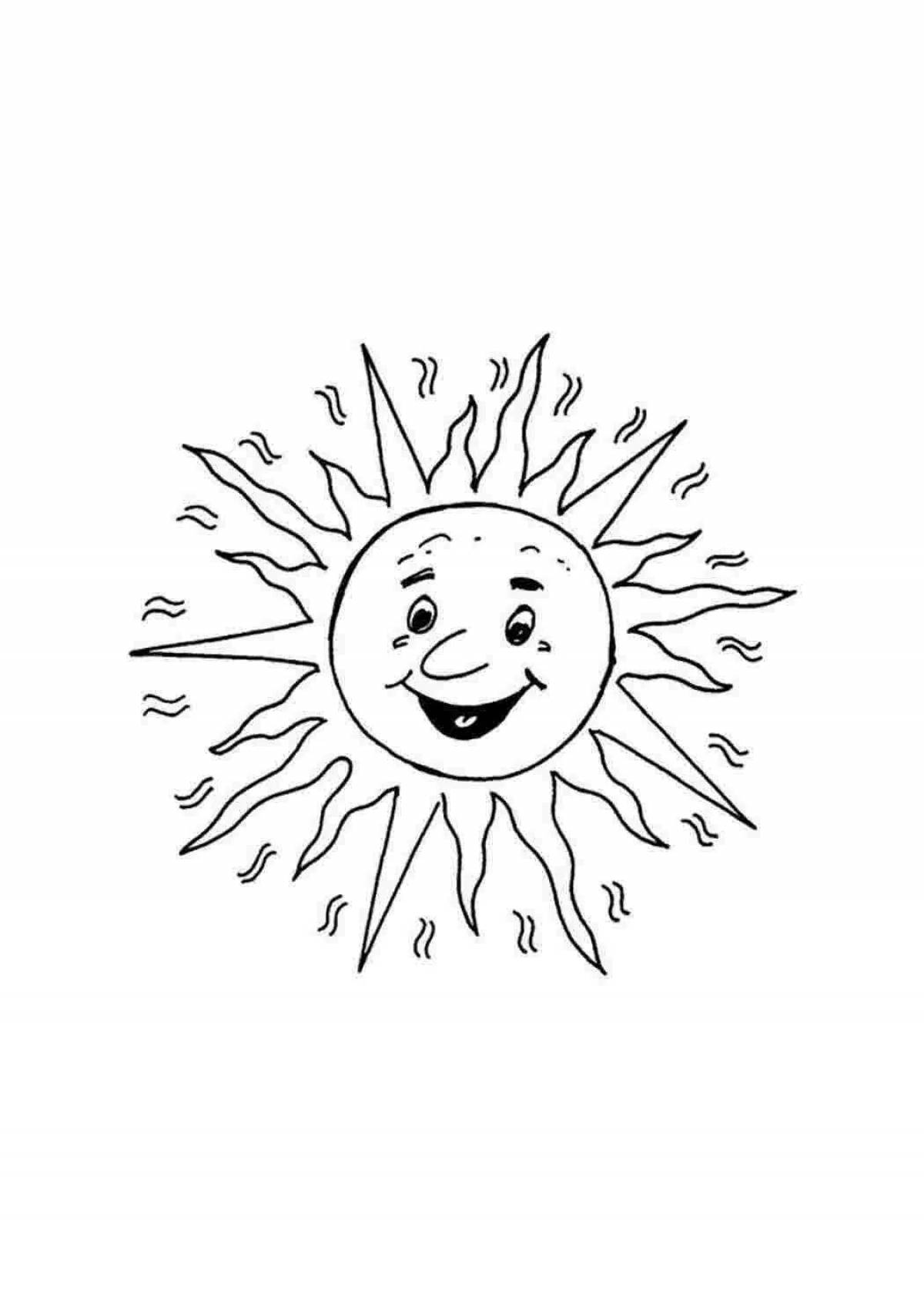 Colorful sun coloring book for kids