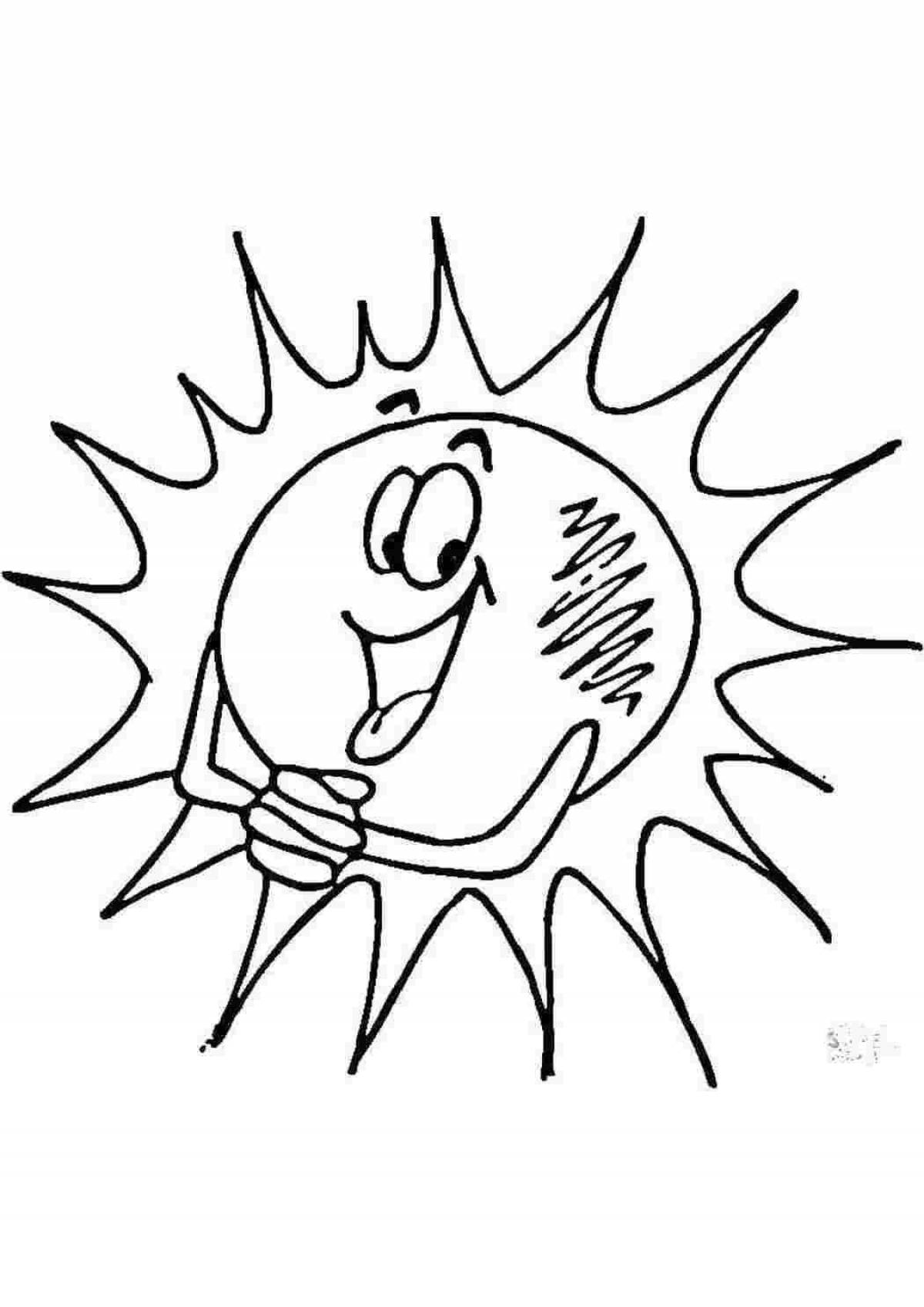 Joyful sun coloring for kids