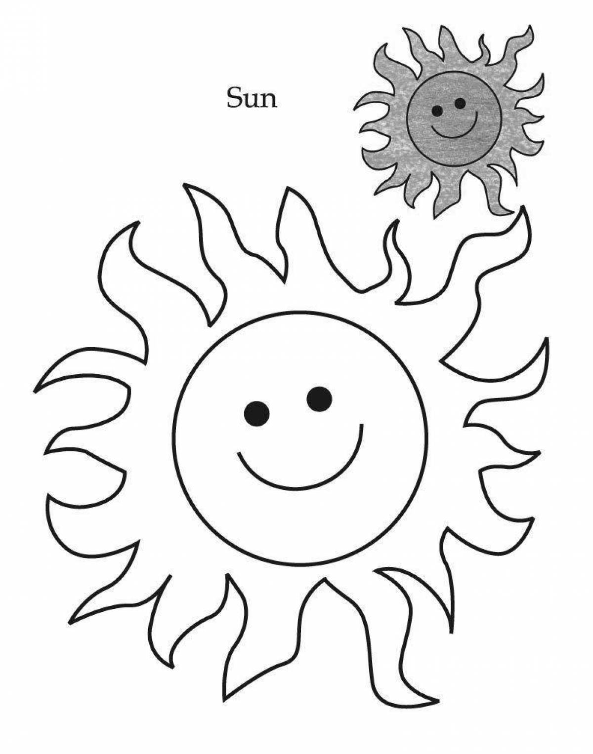 Очаровательная раскраска солнце для детей
