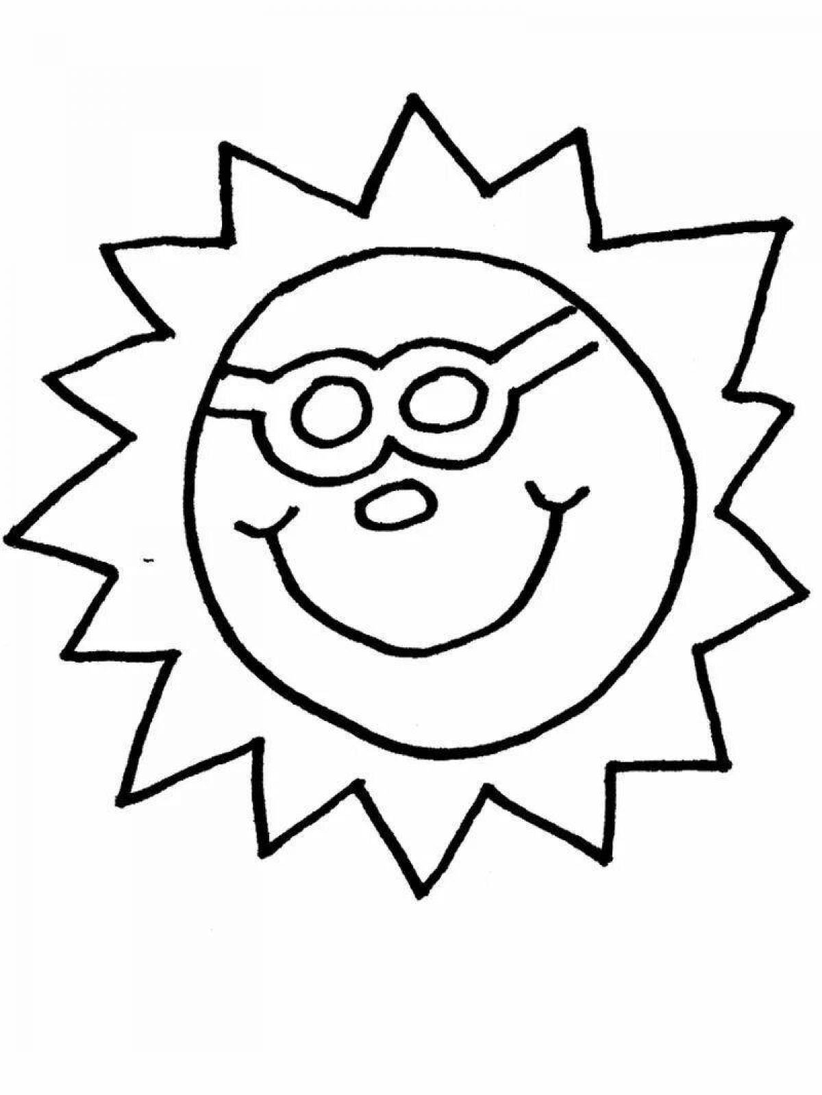 Изысканная раскраска солнце для детей