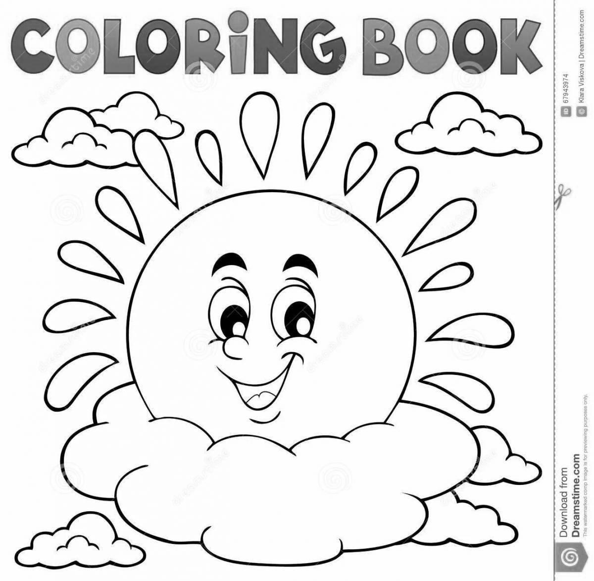 Cute coloring sun for kids