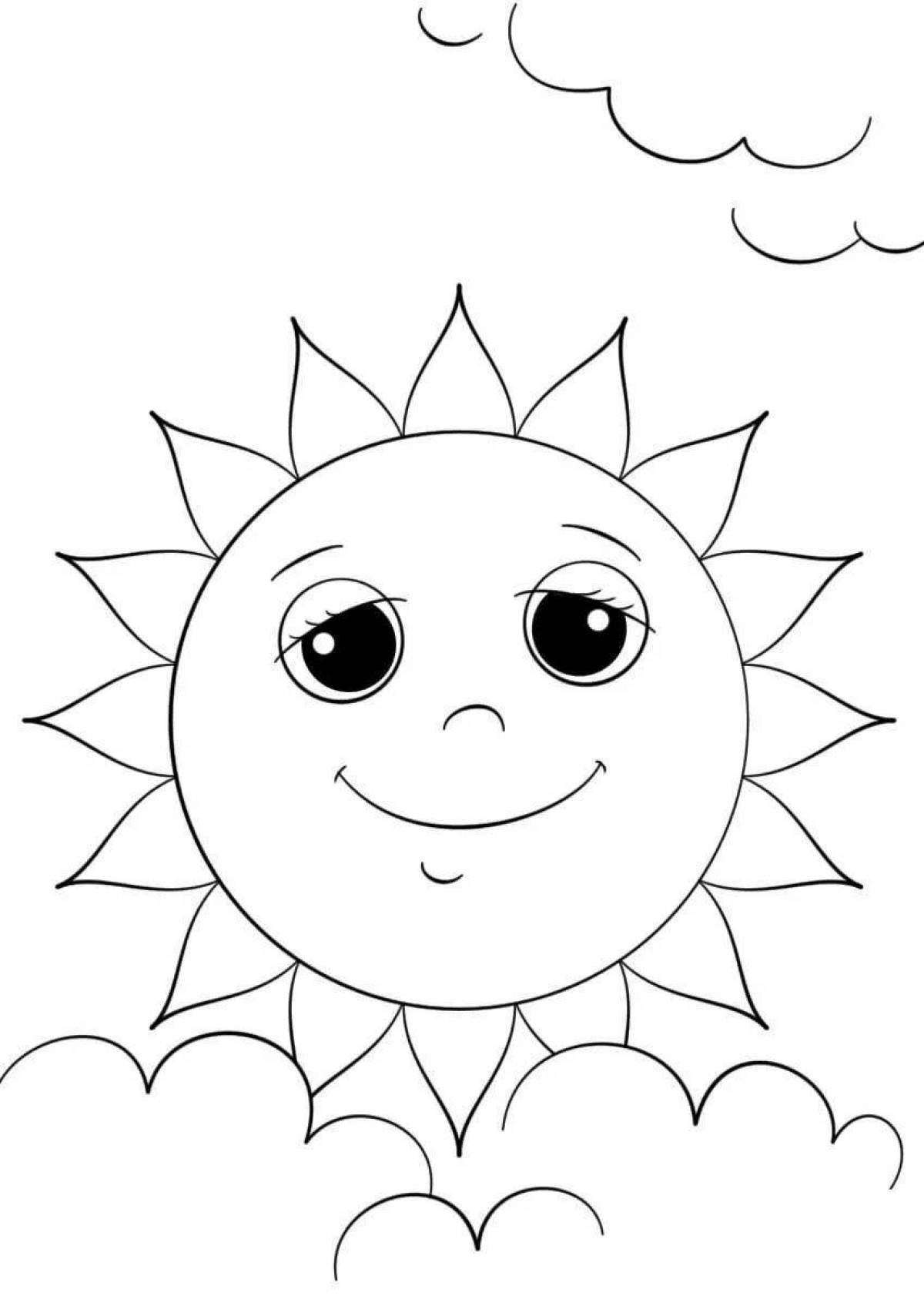 Ослепительная раскраска солнце для детей
