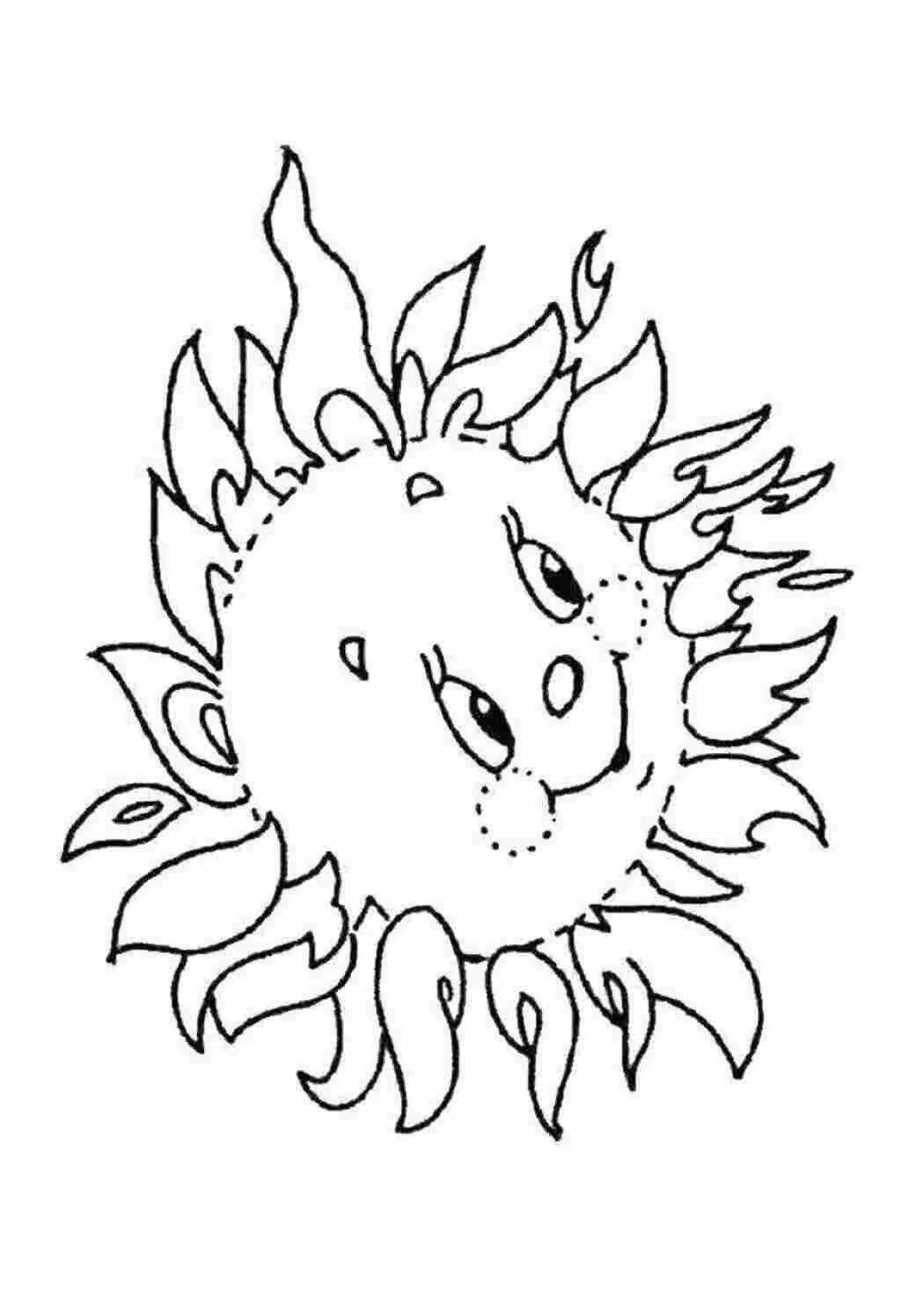 Glamorous sun coloring for kids