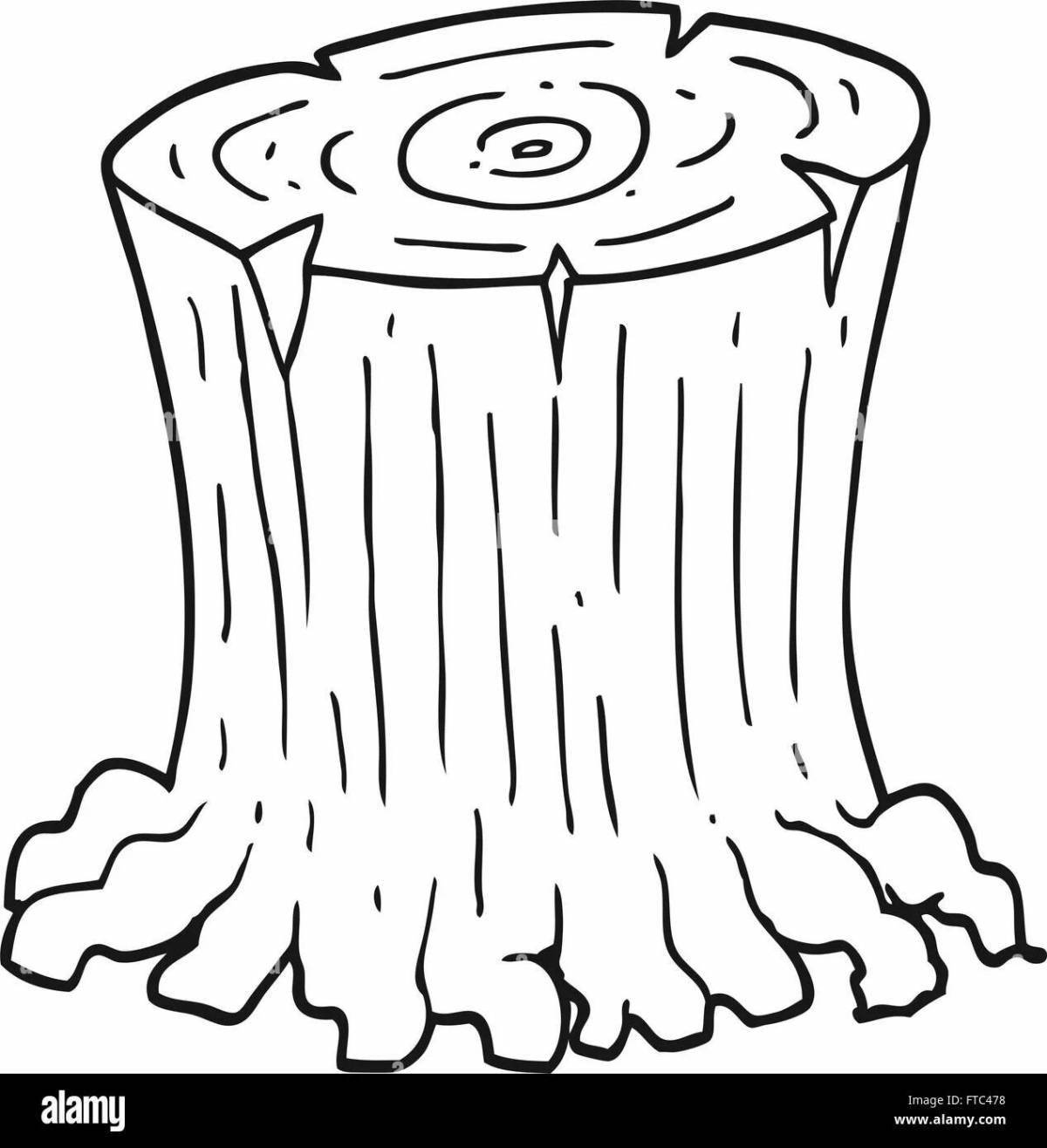 Sparkling tree stump coloring book for preschoolers