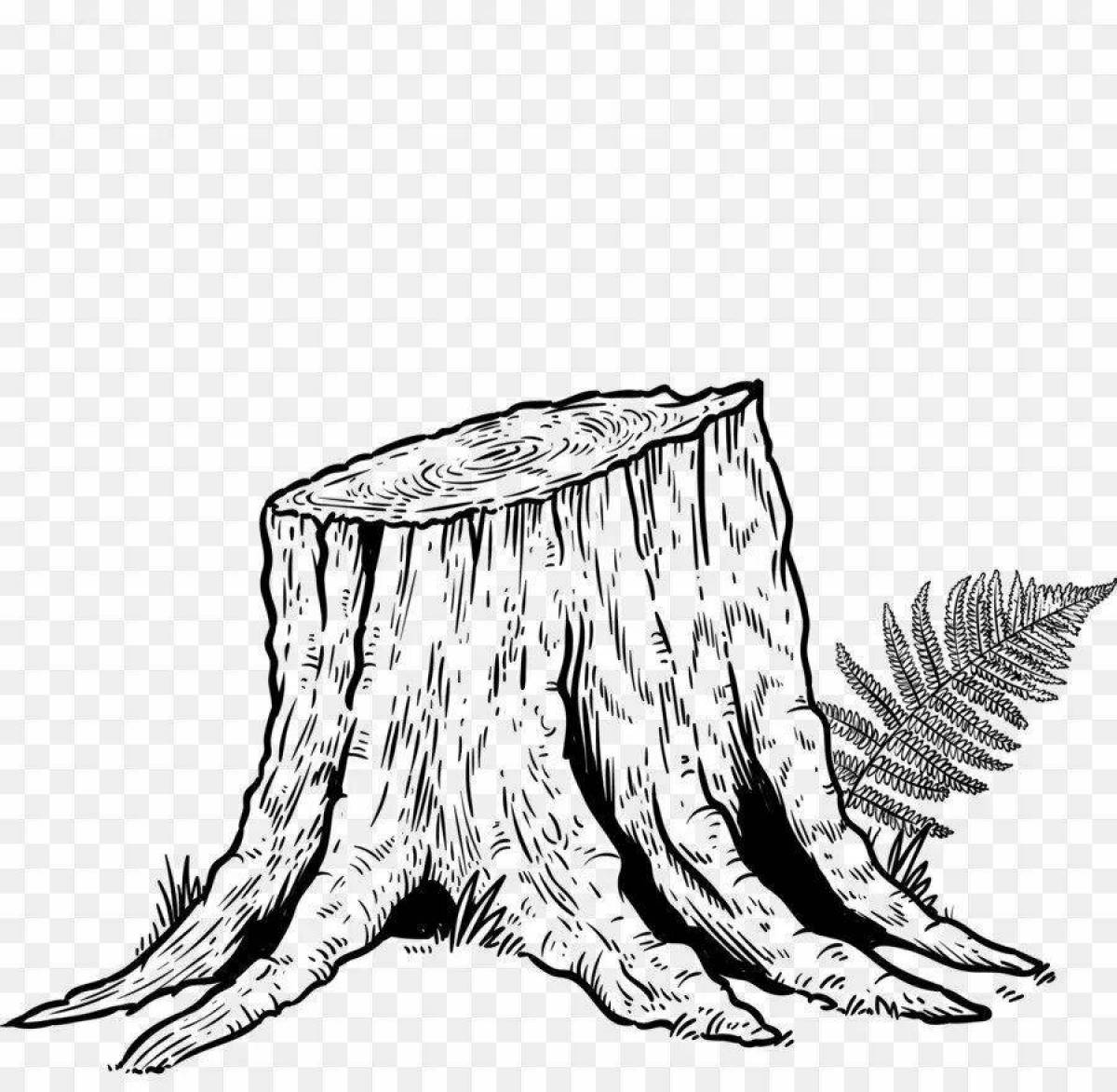 Glitter Stump Coloring Page for Toddlers