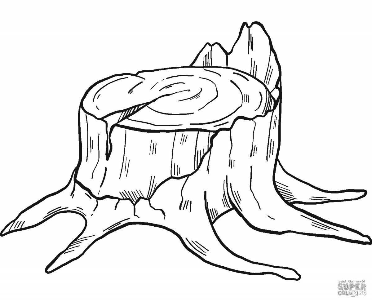 Shiny Stump Coloring Page for Toddlers