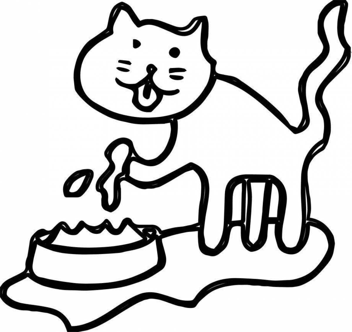 Выдающаяся страница раскраски еды для кошек