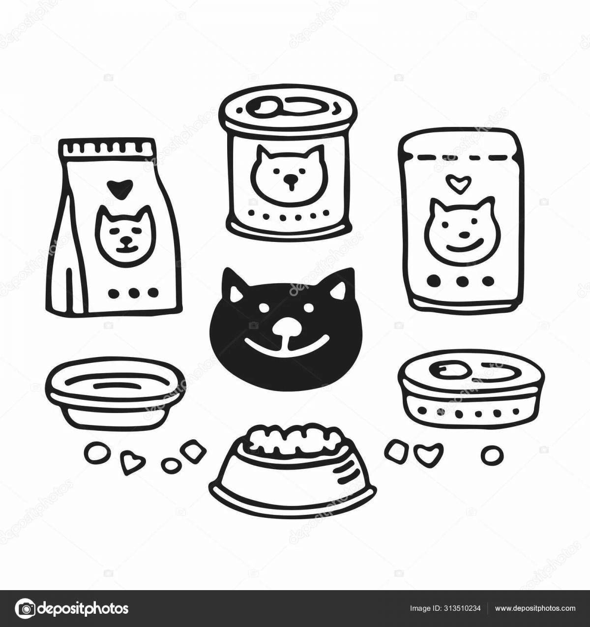 Showy cat food coloring page