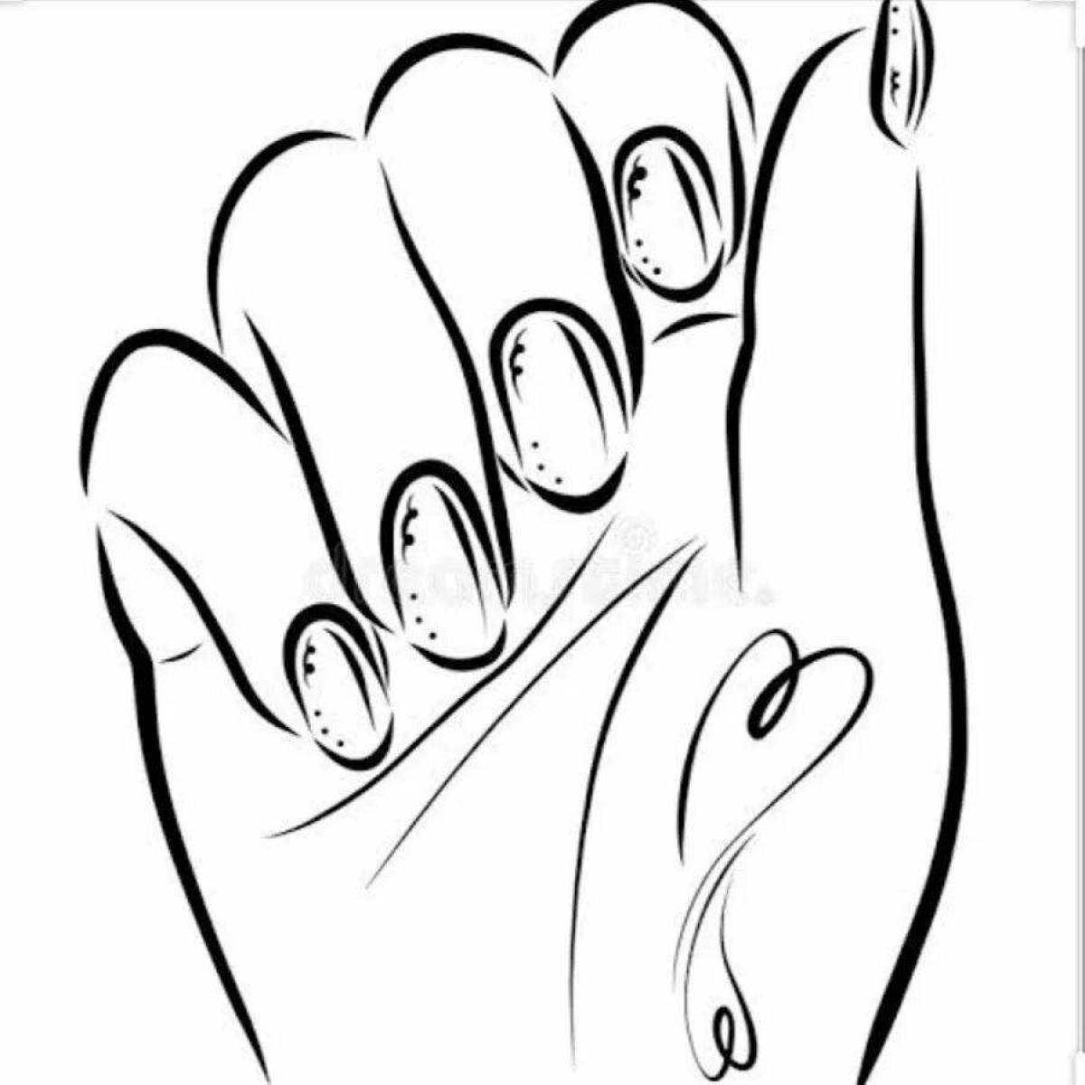Gourmet hand manicure coloring page