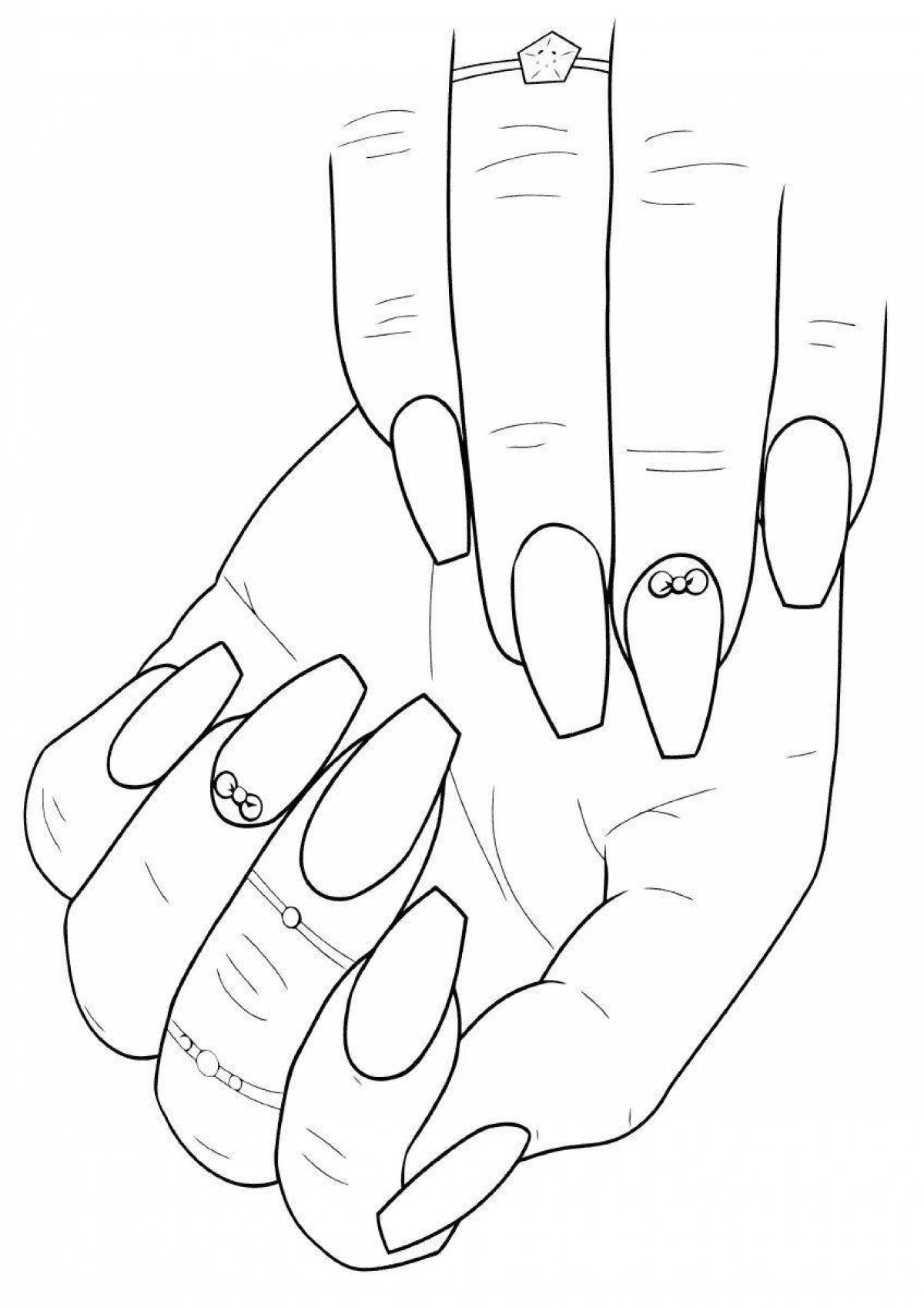 Majestic hand manicure coloring page