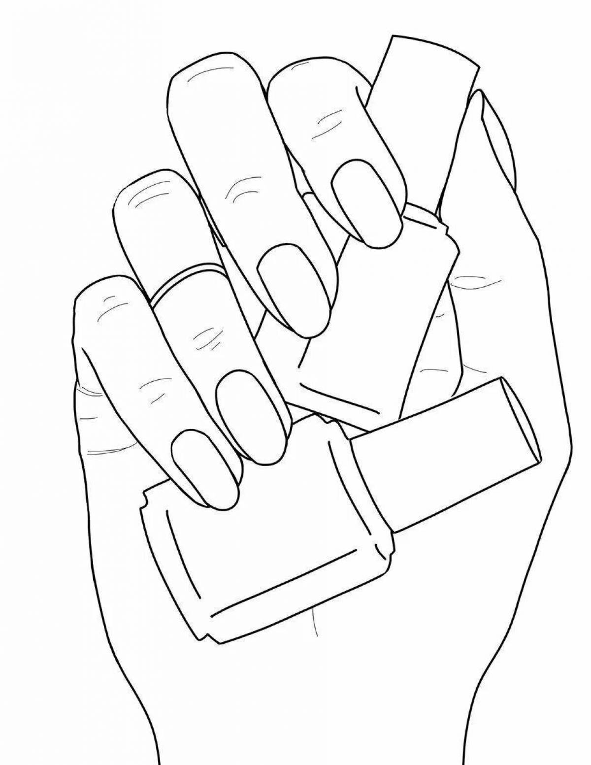 Innovative hand manicure coloring page