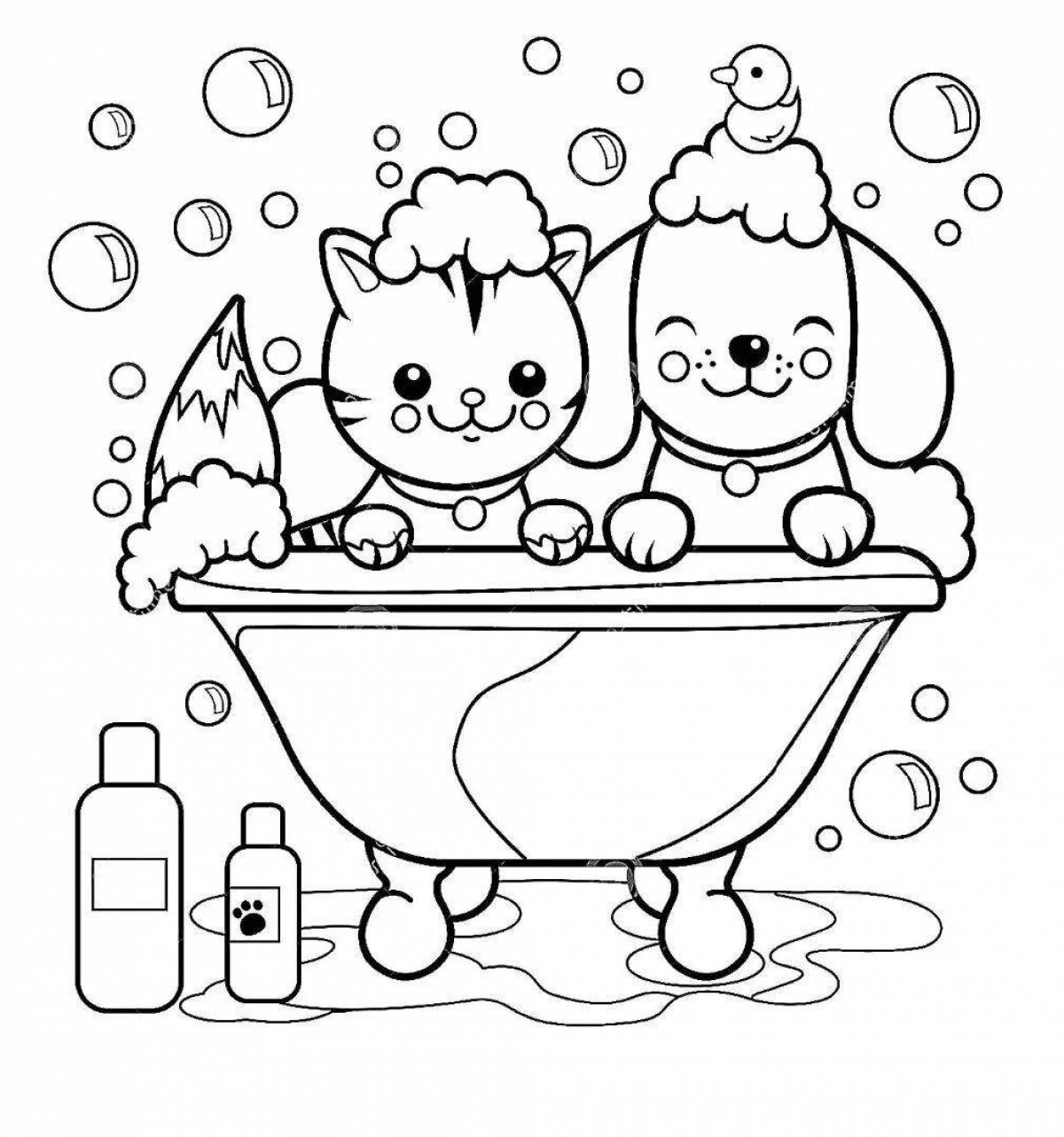 Glowing bathtub coloring page for kids