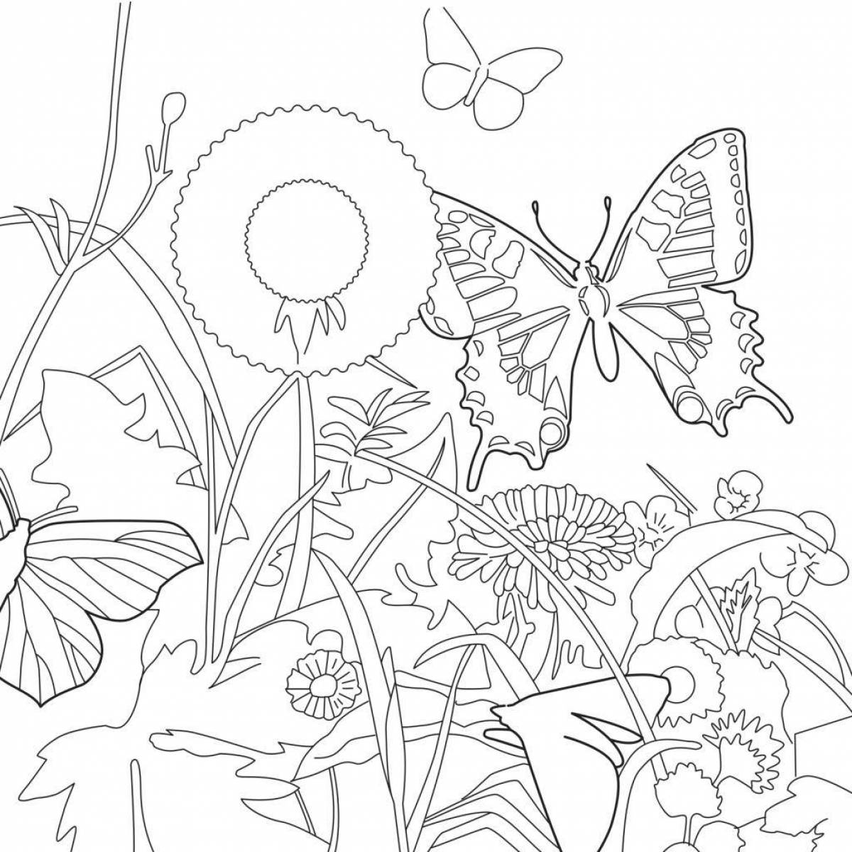 Coloring page glorious meadow for children