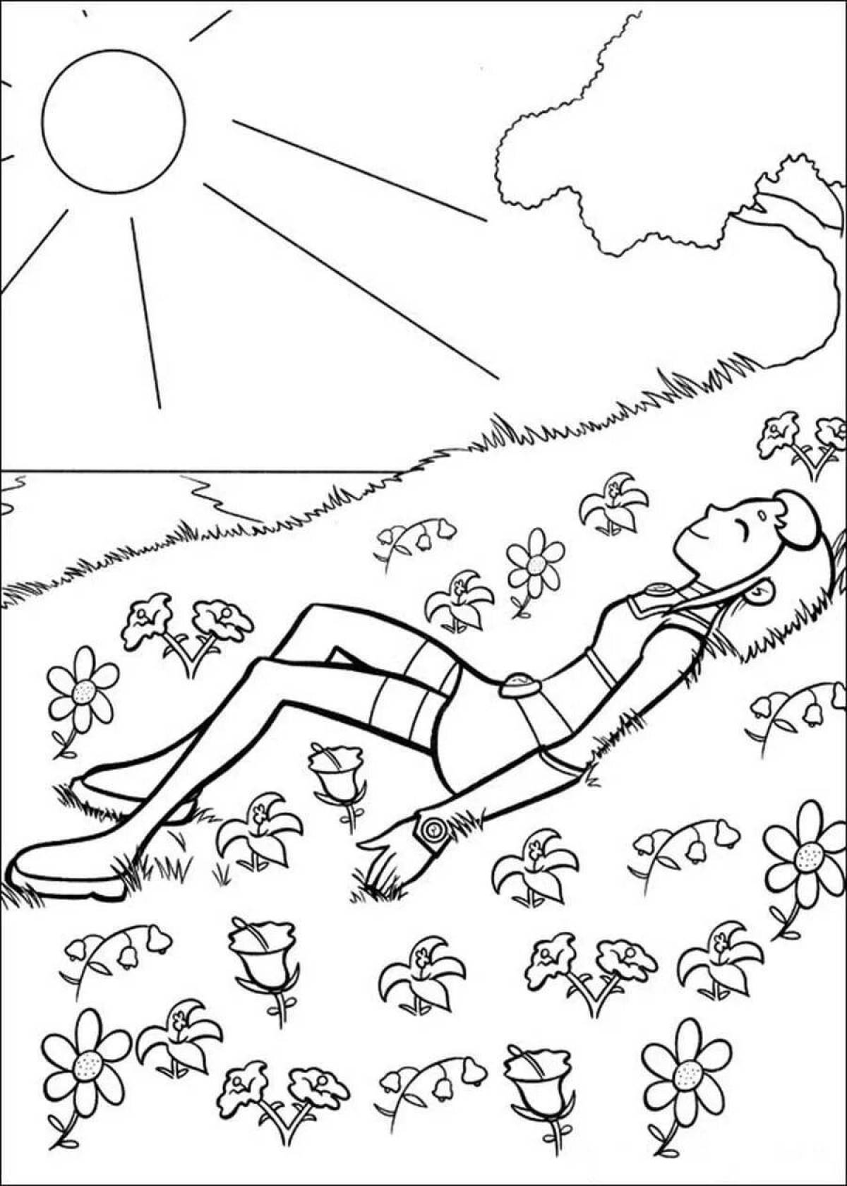 Colored meadow coloring for children