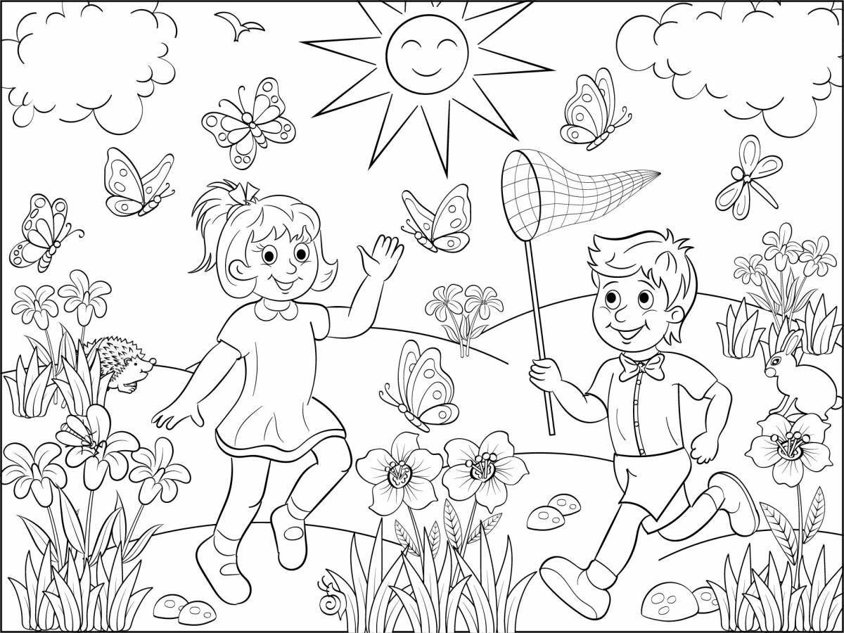 Inspiring coloring of the meadow for kids