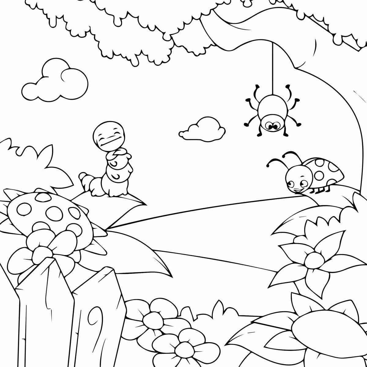 Amazing meadow coloring for kids