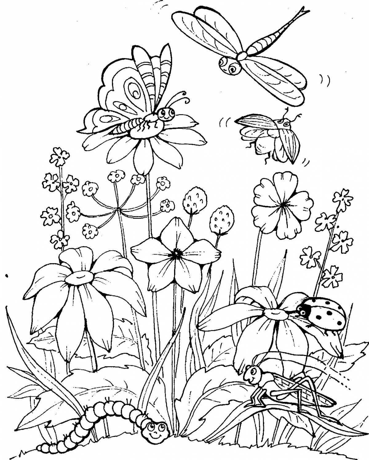 Coloring page gorgeous meadow for kids
