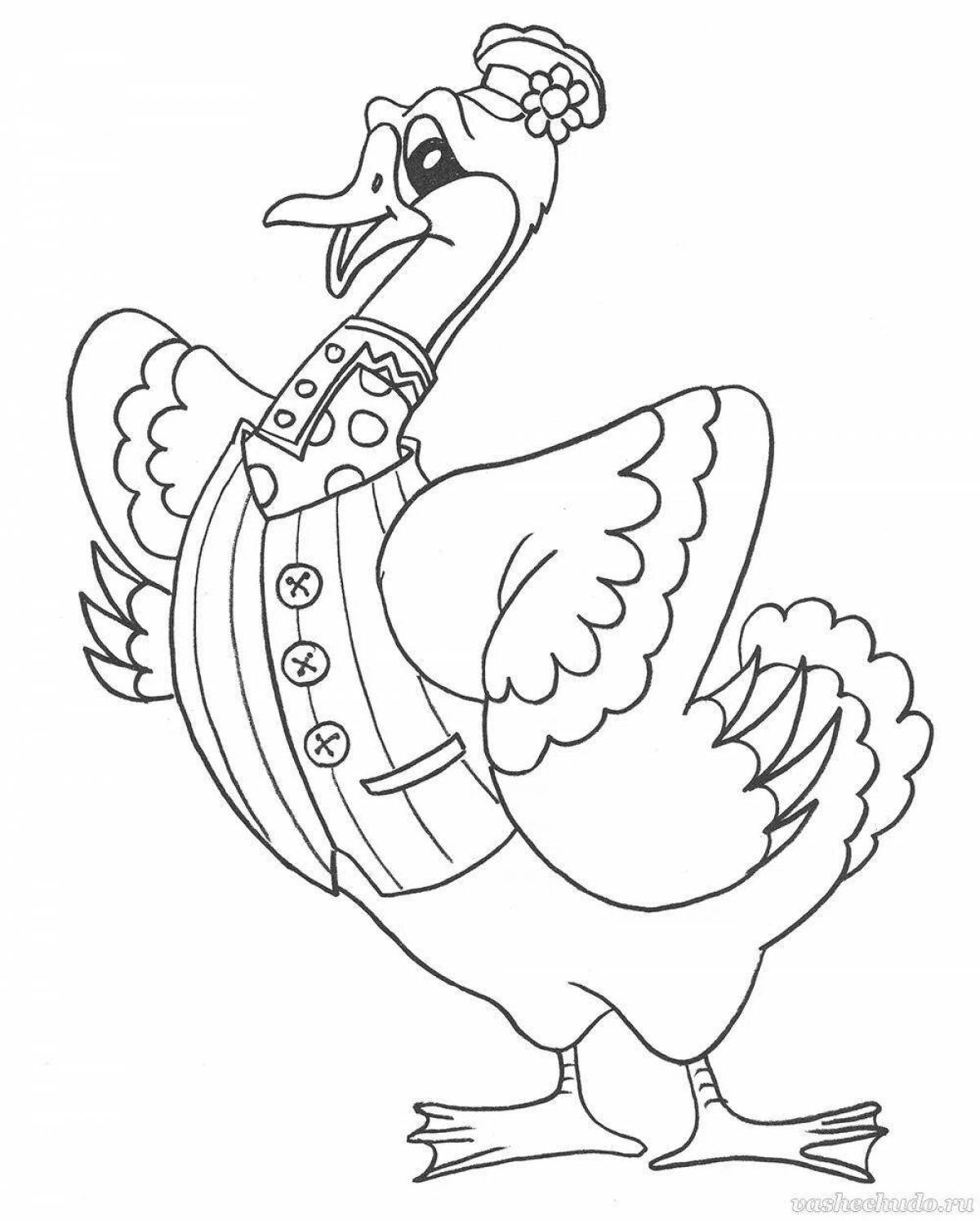 Awesome goose coloring page for kids