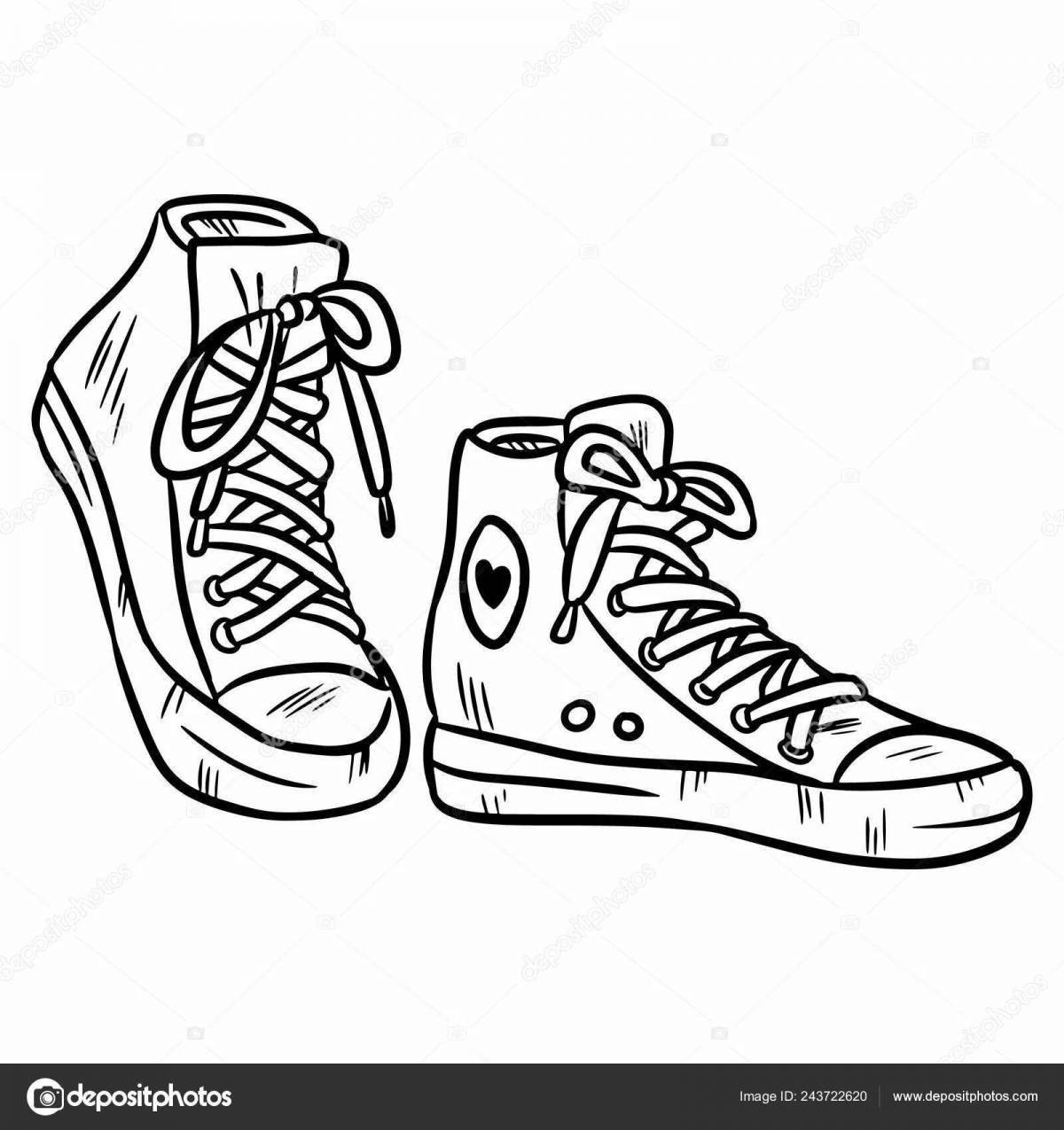 Playful coloring page of sneakers for toddlers