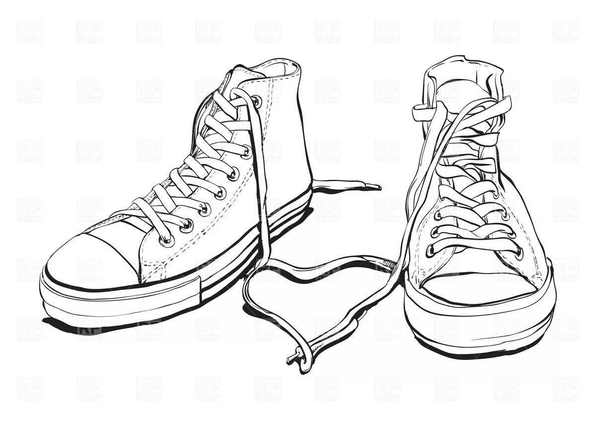 Sparkly sneakers coloring for kids