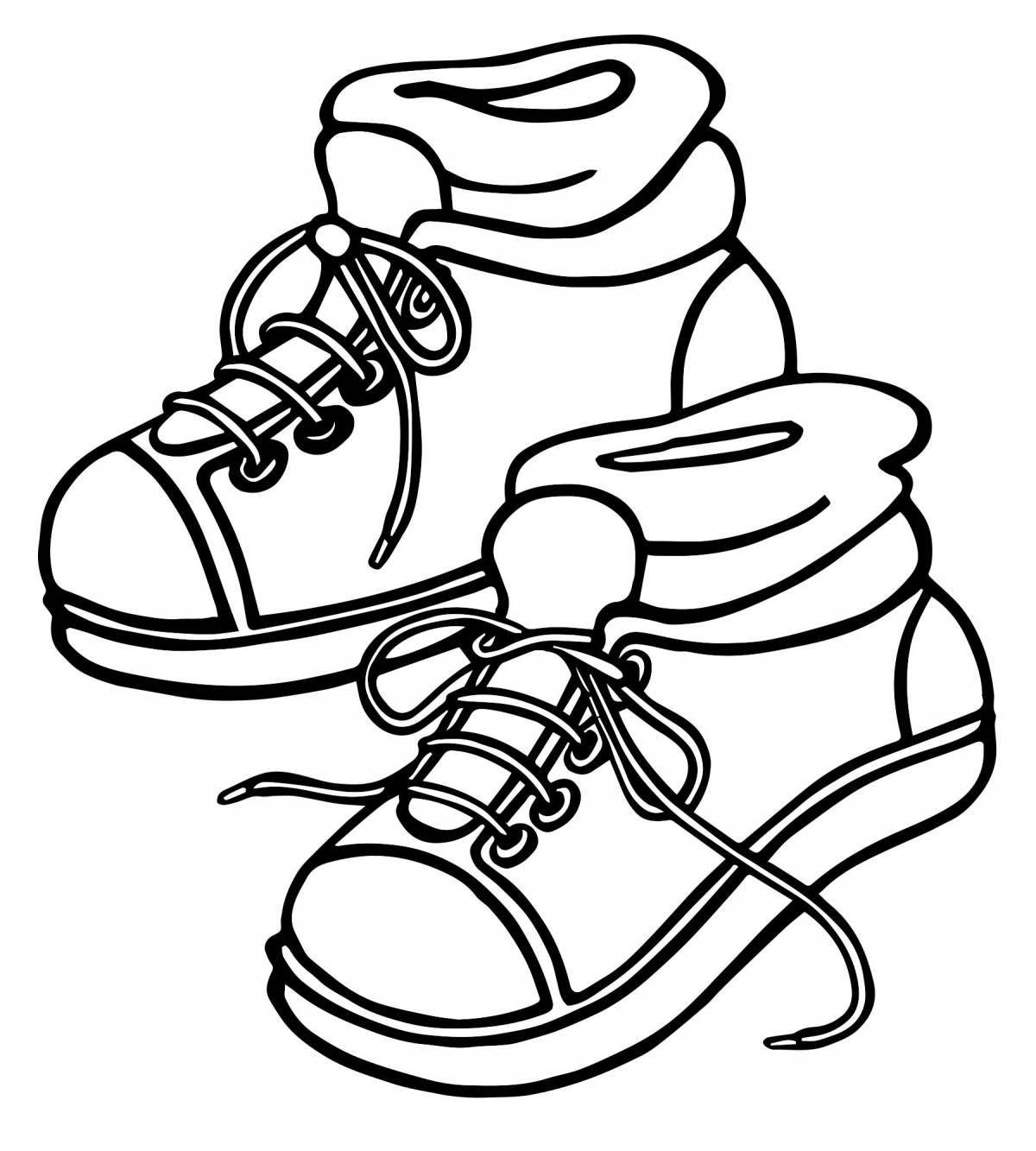Coloring book shining sneakers for kids