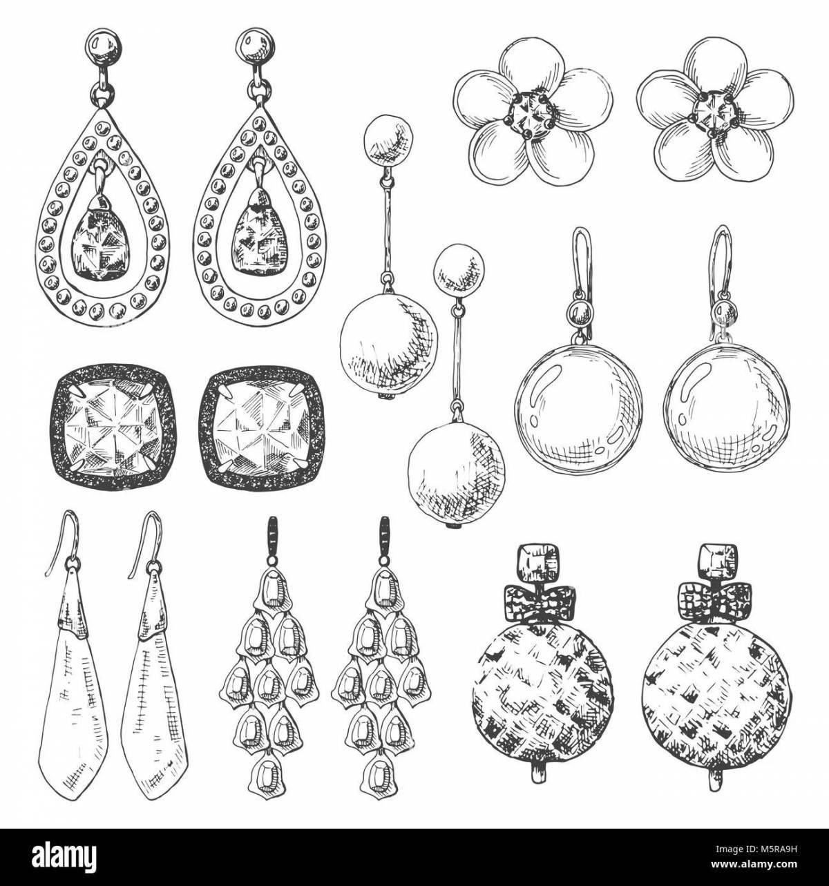 Coloring page glamor earrings for preschoolers