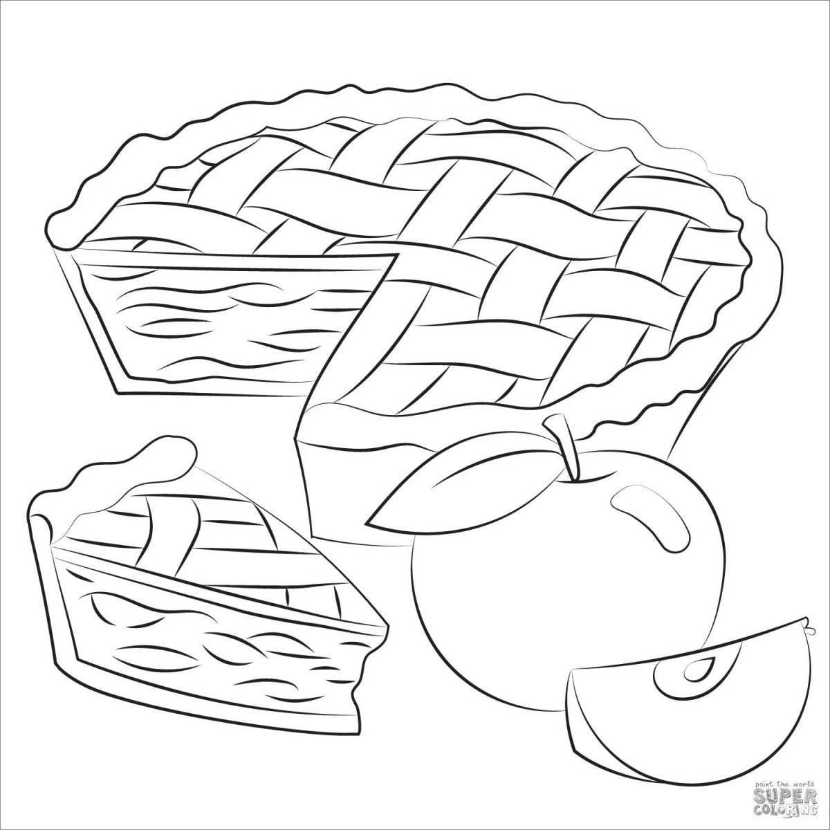 Playful pie coloring page for kids
