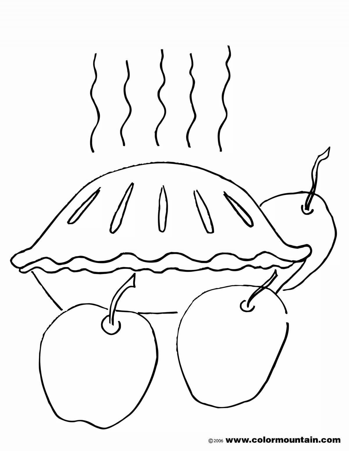 Animated pie coloring page for kids