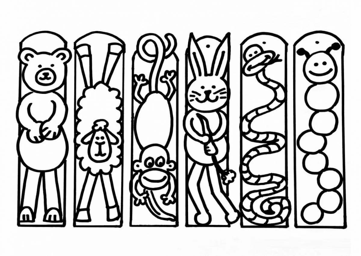 Colorful party coloring bookmark
