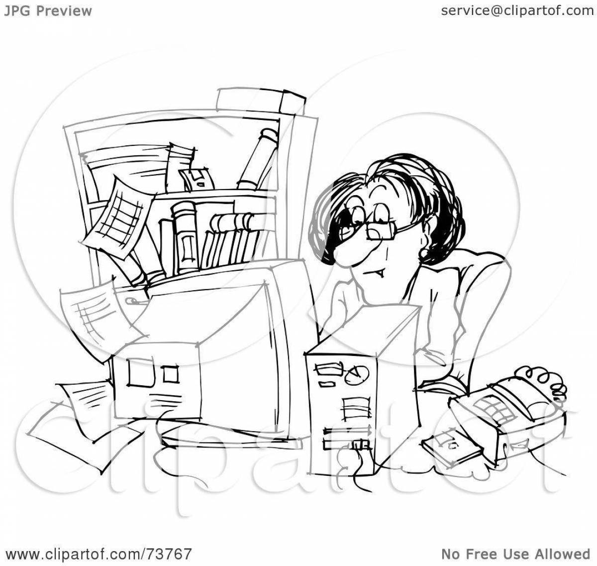 Colorful accountant coloring page for kids