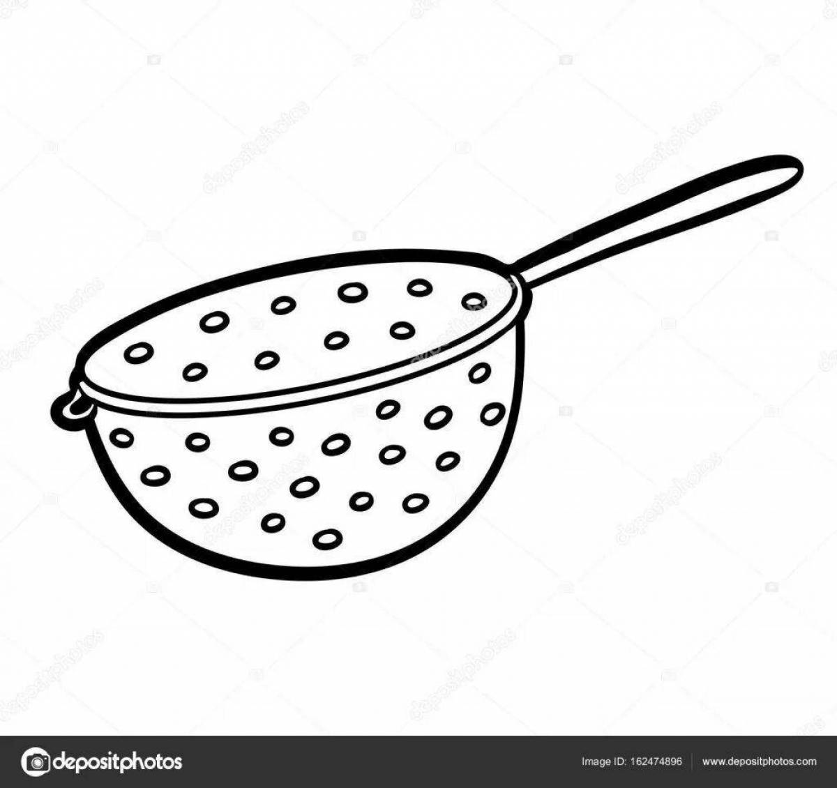 Colorful sieve coloring page for kids