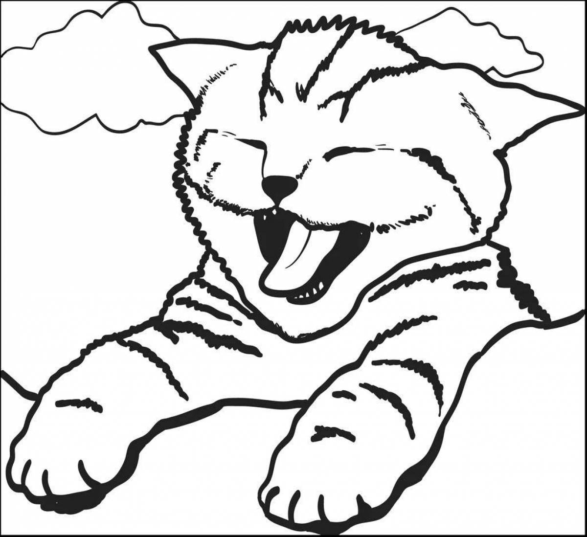 Joyful cat coloring pages for boys