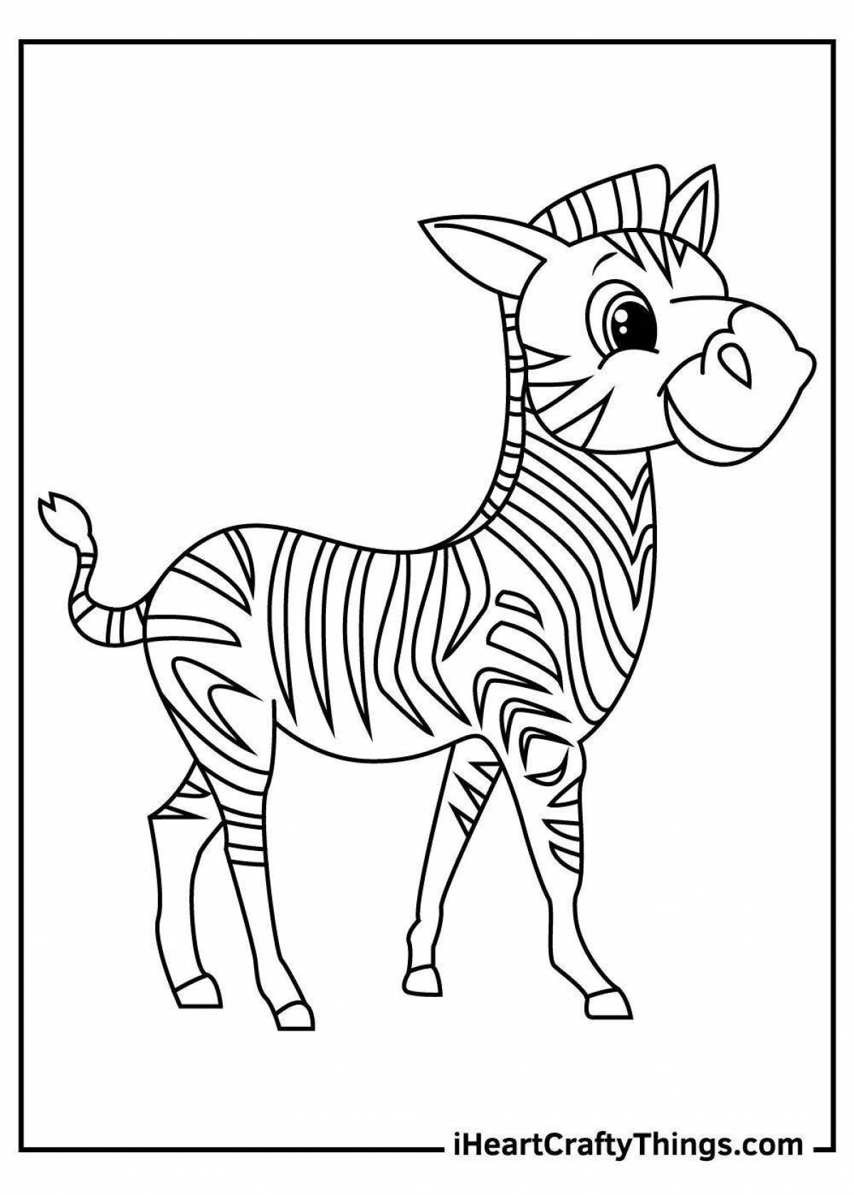 Милая раскраска зебра для детей