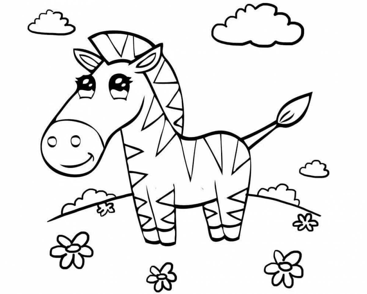 Милая зебра-раскраска для детей