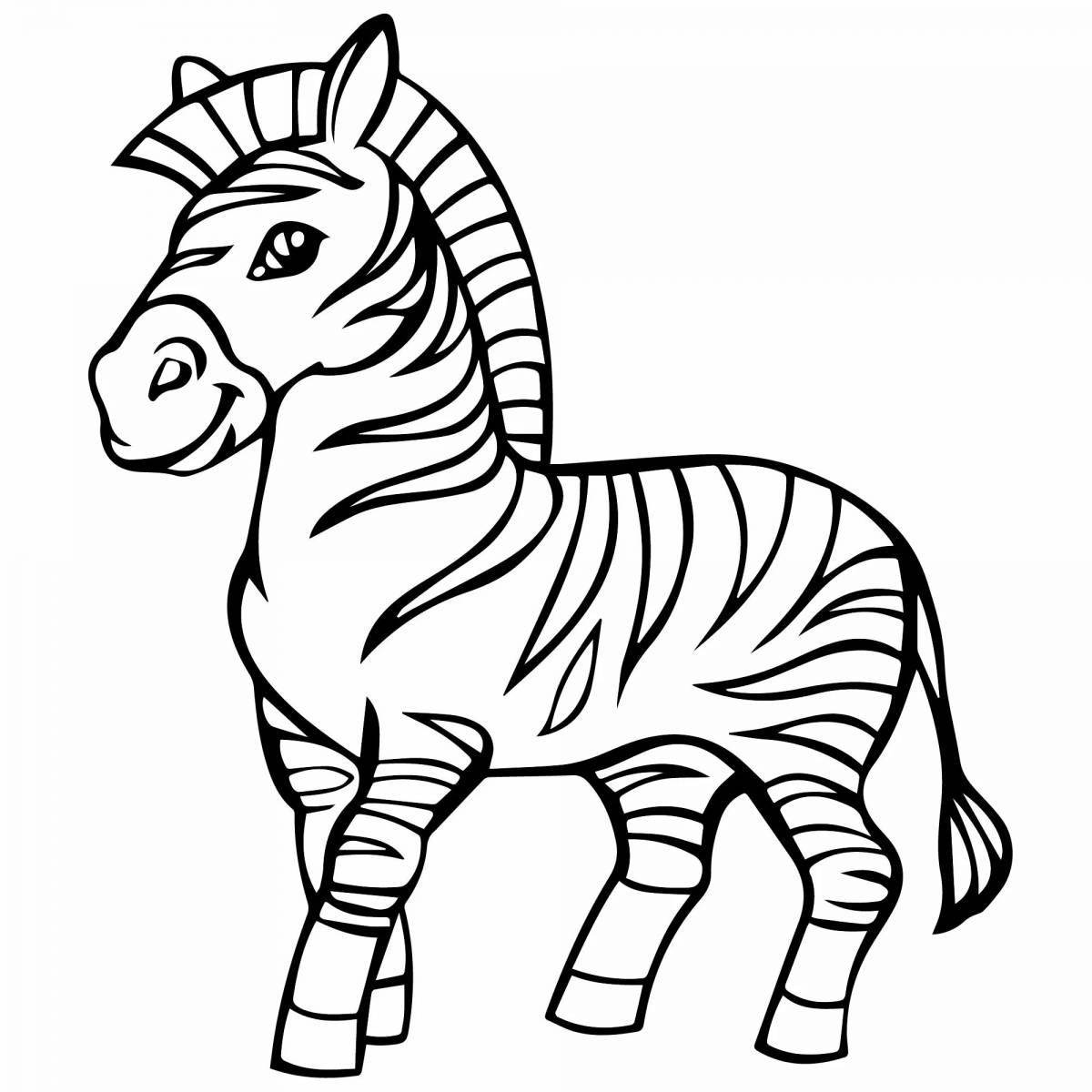 Colorful zebra coloring page for kids