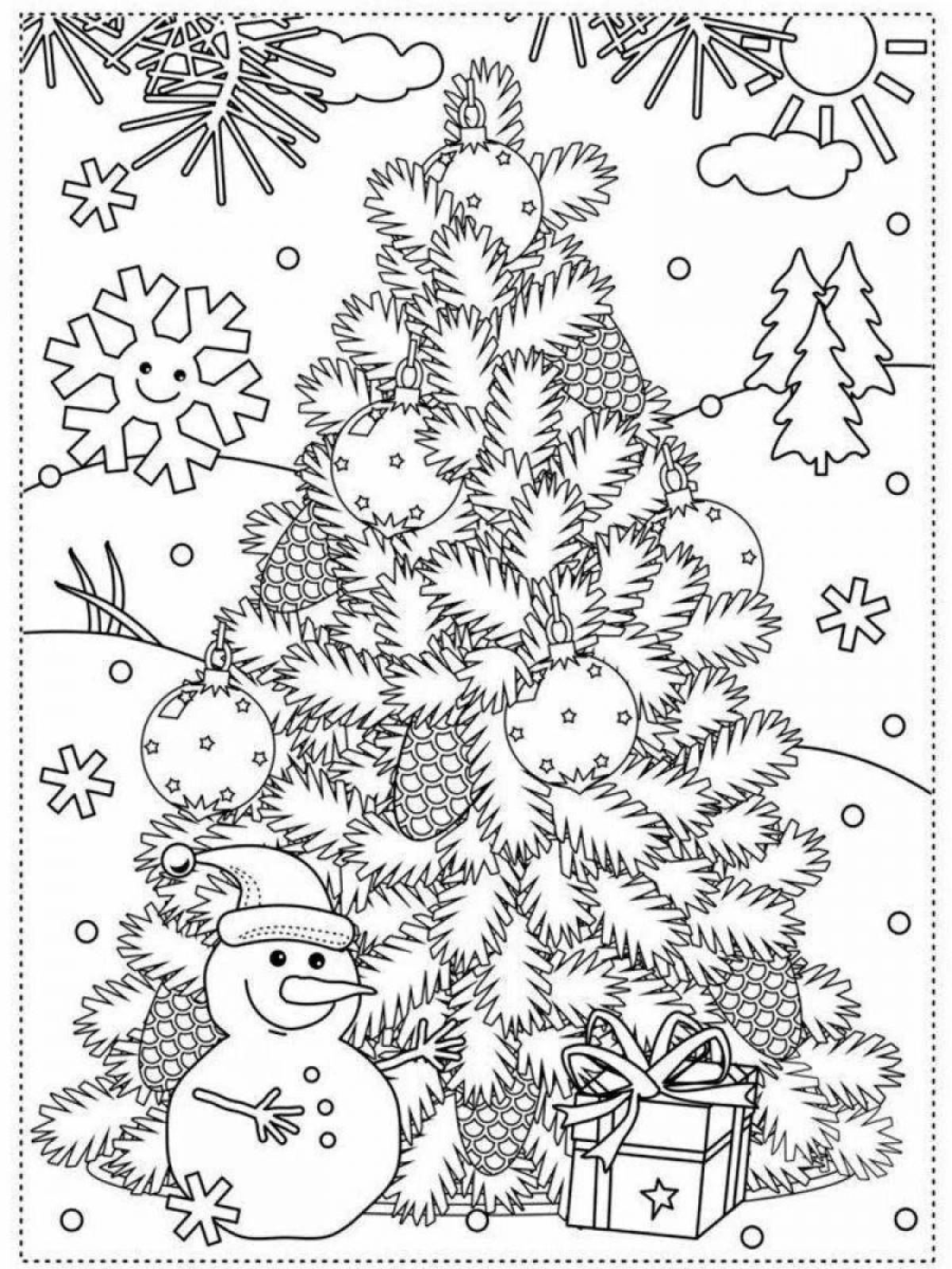 Christmas tree coloring book for girls