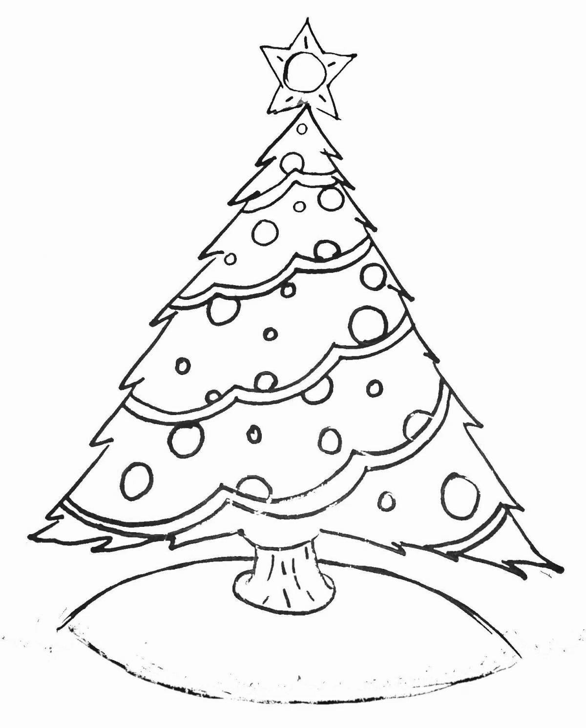Adorable Christmas tree coloring book for girls
