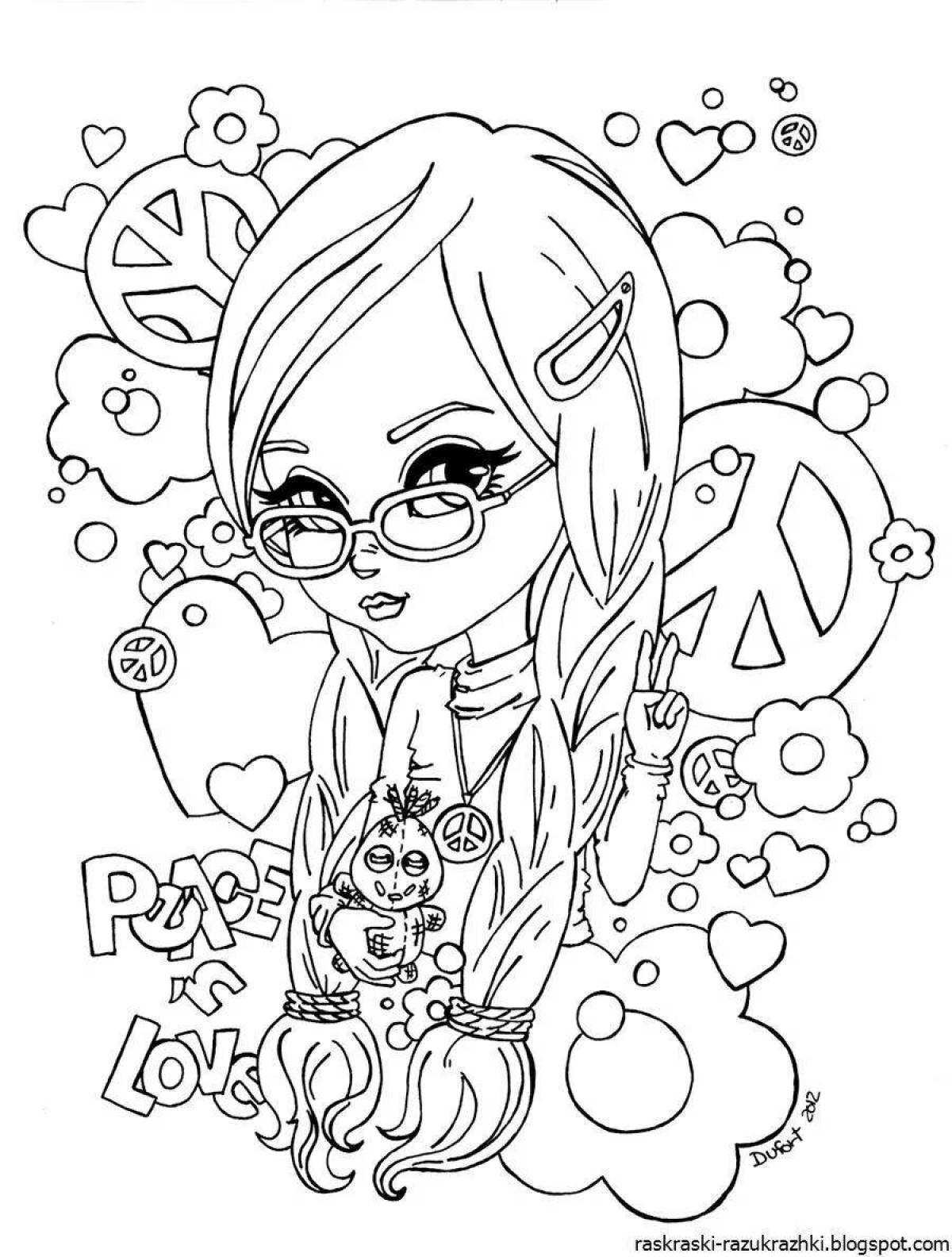 Glowing coloring page 13 for girls
