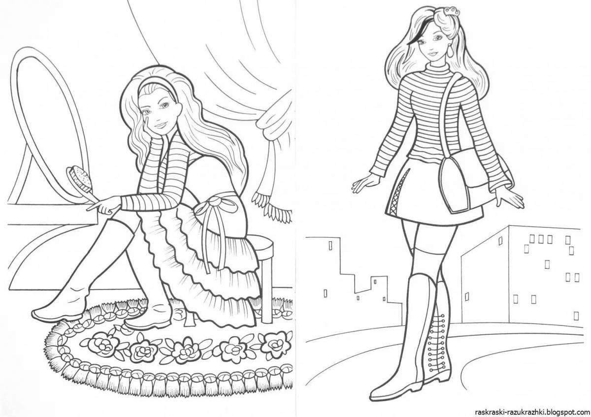 Colorful fashion girls coloring pages