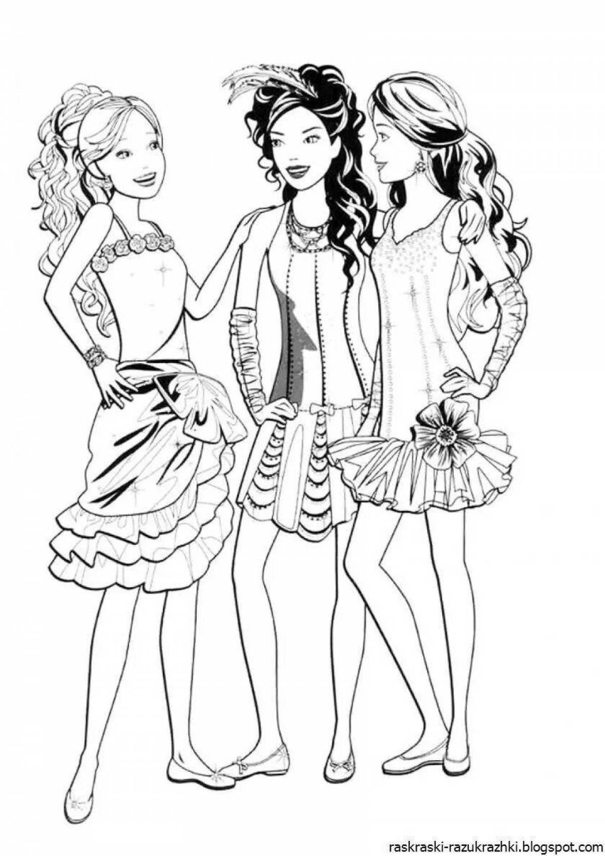 Coloring page stylish fashion girls