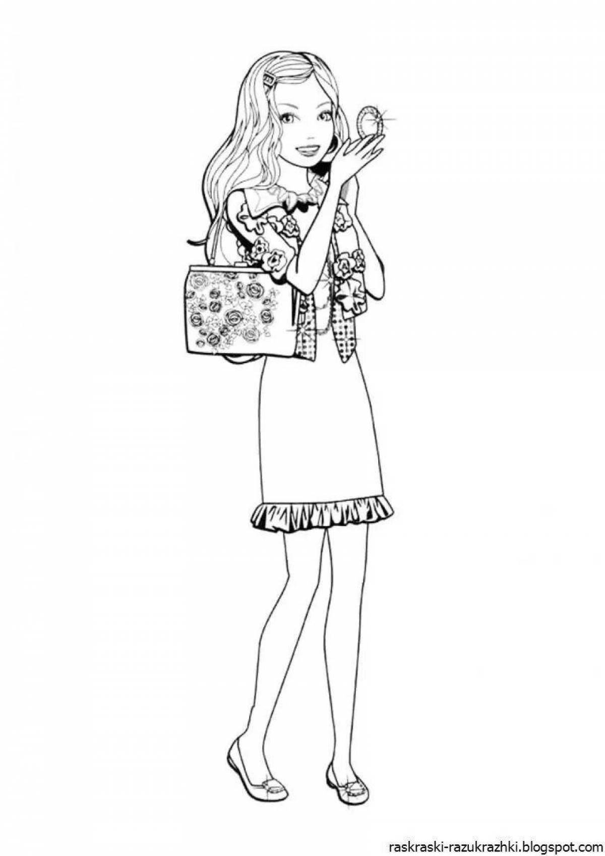 Coloring pages dazzling fashionable girls