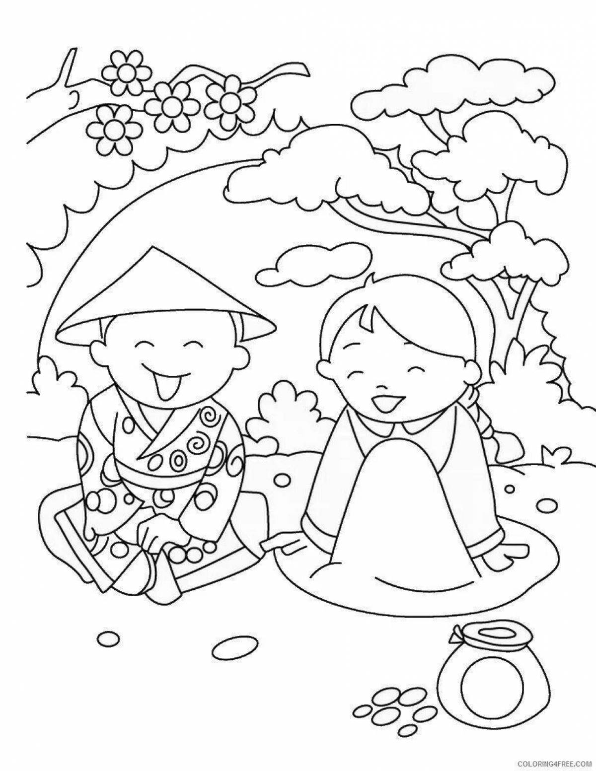 Charming sagaalgan coloring book for preschoolers